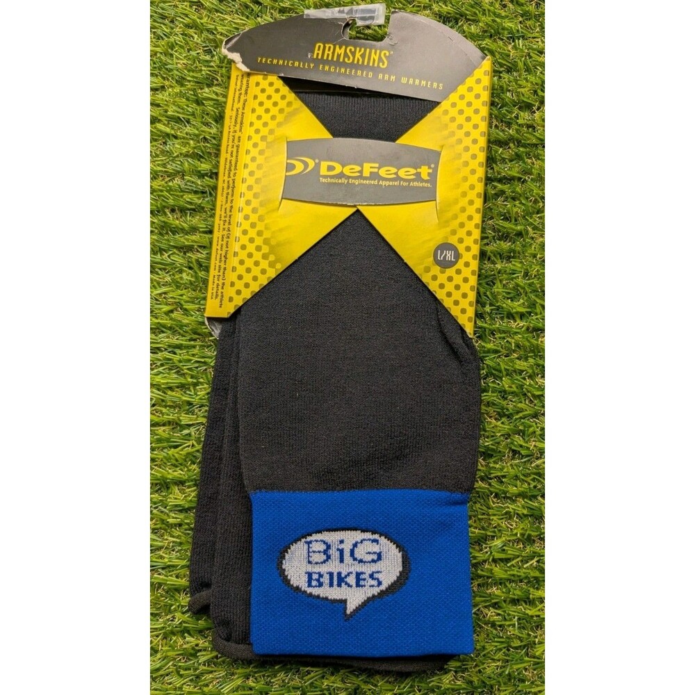 Defeet Cycling Arm Warmers Armskins L/XL "Big Bikes" Blue And Black